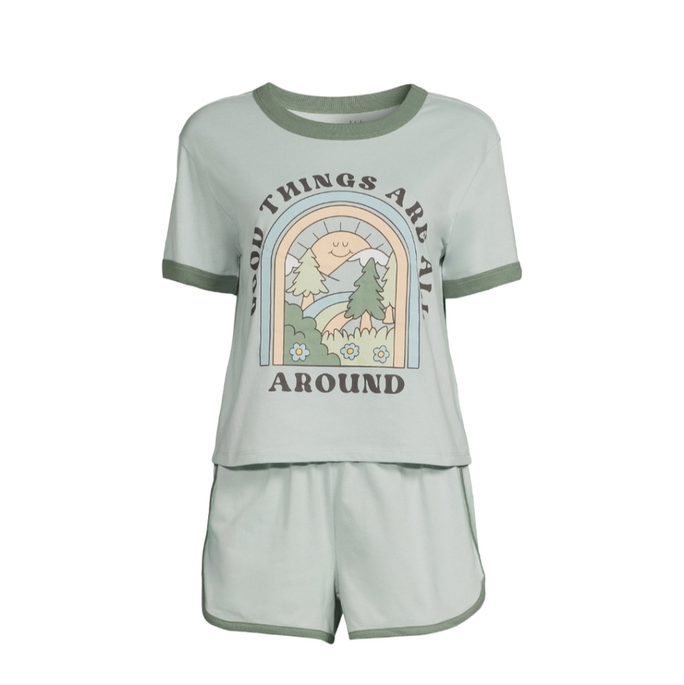 Good Things Women's Ringer Tee and Short Sleep Set - Picture 3 of 12